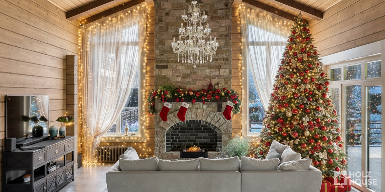 Как украсить дом к Новому 2026 году: идеи для деревянного дома