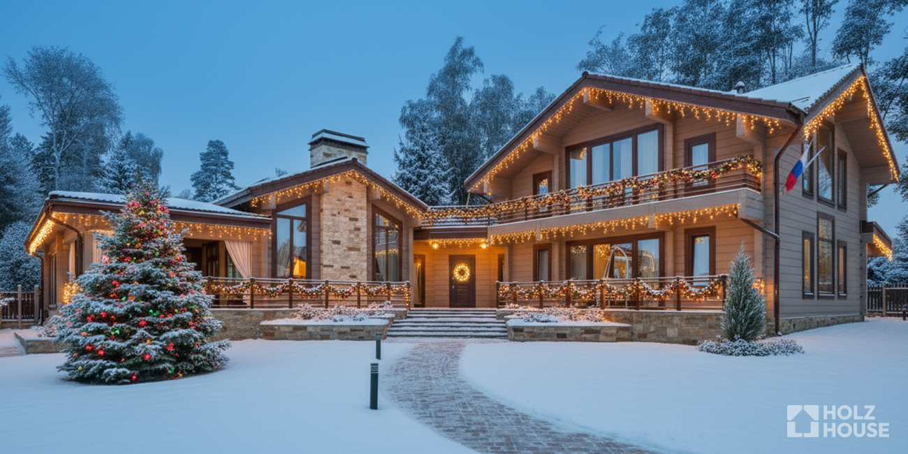 Как украсить дом к Новому 2026 году: идеи для деревянного дома