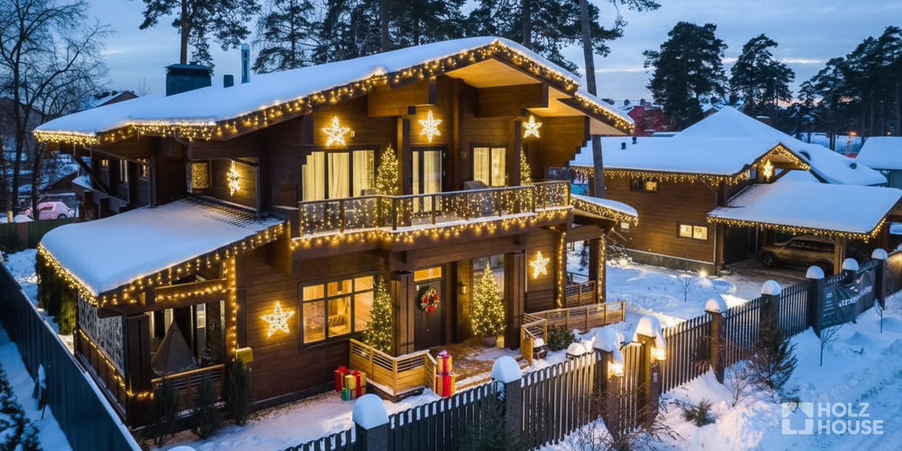 Как украсить дом к Новому 2026 году: идеи для деревянного дома