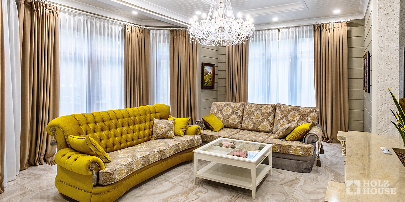 Гостиная в доме из бруса: дизайн интерьера гостиной в деревянном доме от Holz House