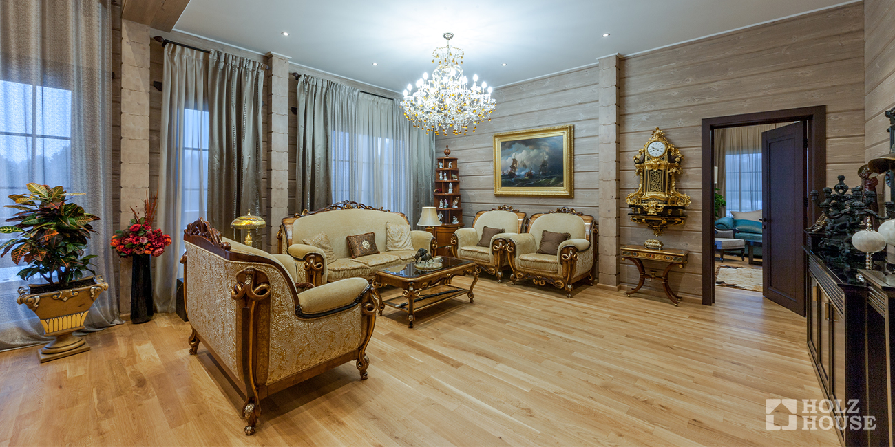 Гостиная в доме из бруса: дизайн интерьера гостиной в деревянном доме от Holz House