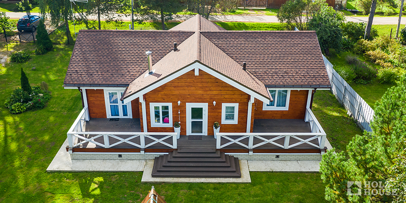 Дизайн одноэтажного дома из клееного бруса