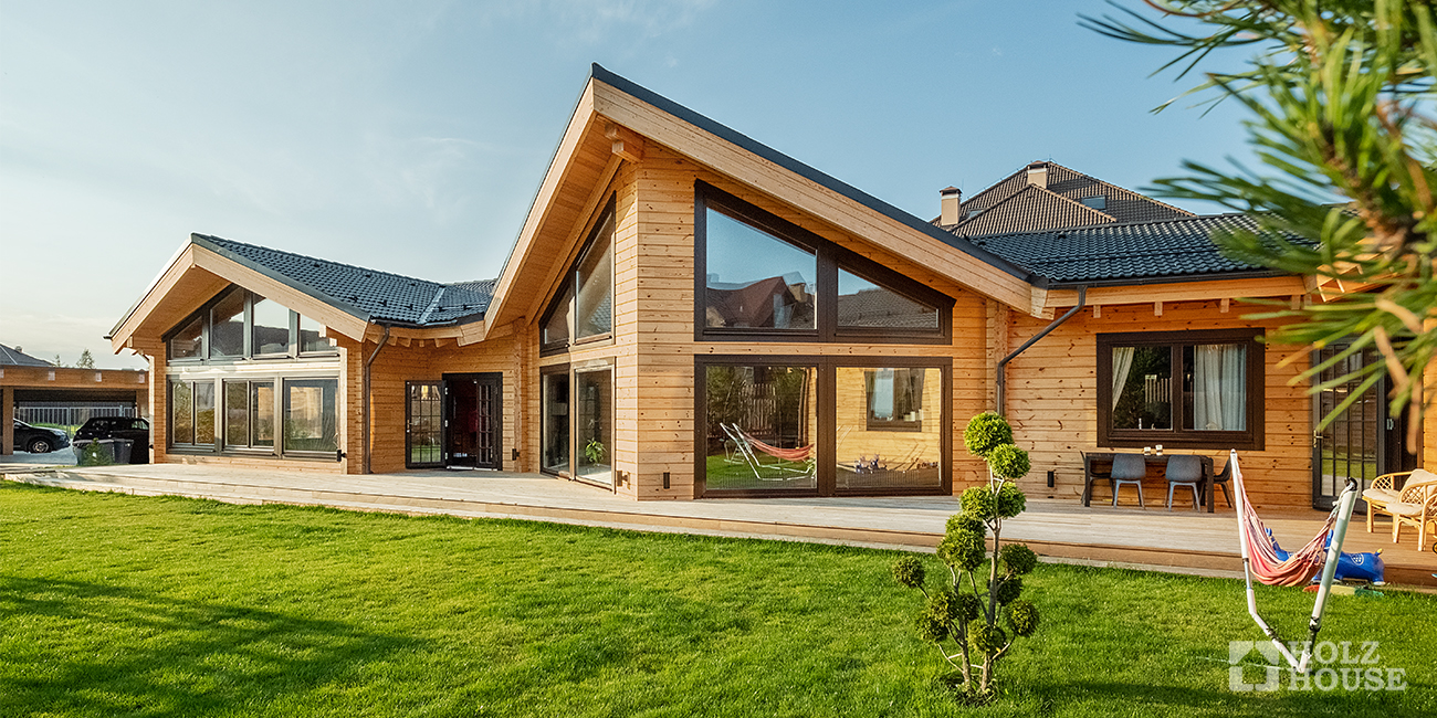 Дизайн одноэтажного дома из клееного бруса