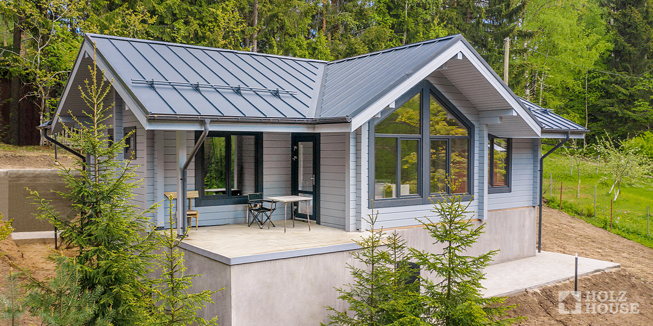 Дизайн одноэтажного дома из клееного бруса