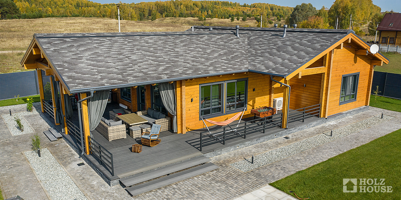 Проекты одноэтажных домов из клееного бруса