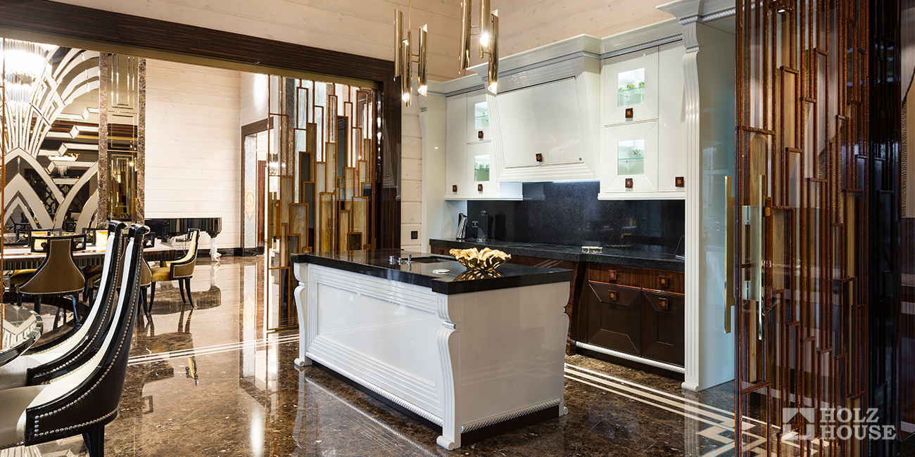 Кухня в доме из клееного бруса