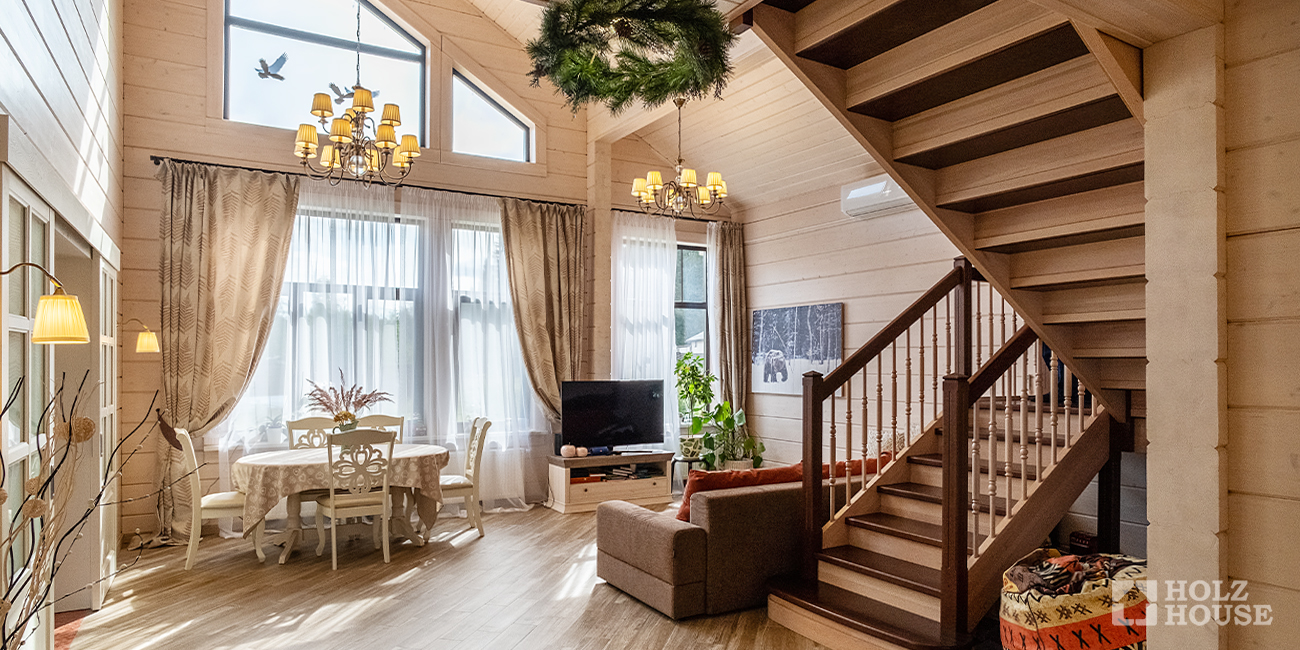 Интерьер дома из клееного бруса