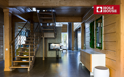 Прихожая в доме из бруса; дизайн интерьера прихожей в деревянном доме Holz House