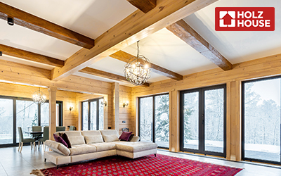Балки на потолке в интерьере деревянного дома: как стильно обыграть | Holz House