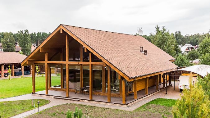 House made of glued laminated timber. Karlstad design.