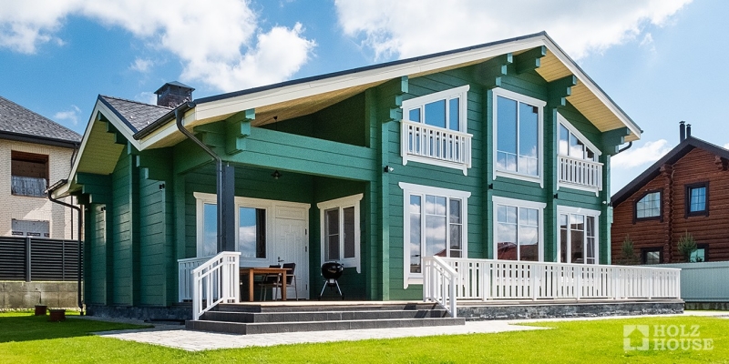 Красивый двухэтажный дом из клееного бруса по проекту Белфаст - фото 2 на сайте Holz House