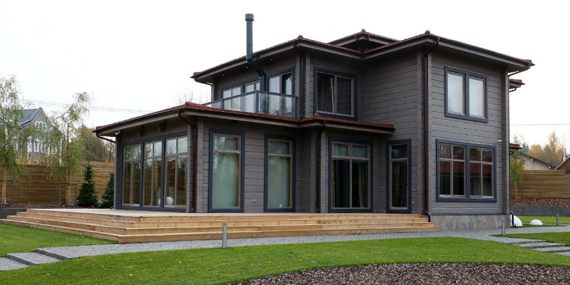 Построенные объекты Дом из клееного бруса по проекту Берген Holz House 1