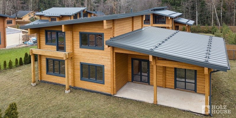 Двухэтажный дом из клееного бруса с плоской крышей по проекту Хельсингборг - фото 3 на сайте Holz House