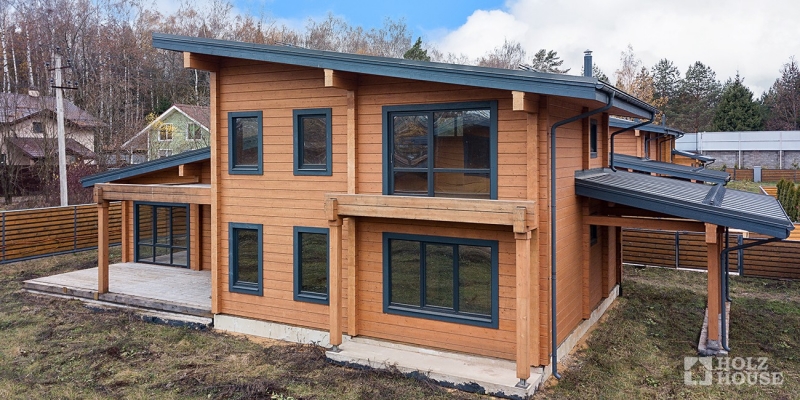 Двухэтажный дом из клееного бруса с плоской крышей по проекту Хельсингборг - фото 4 на сайте Holz House