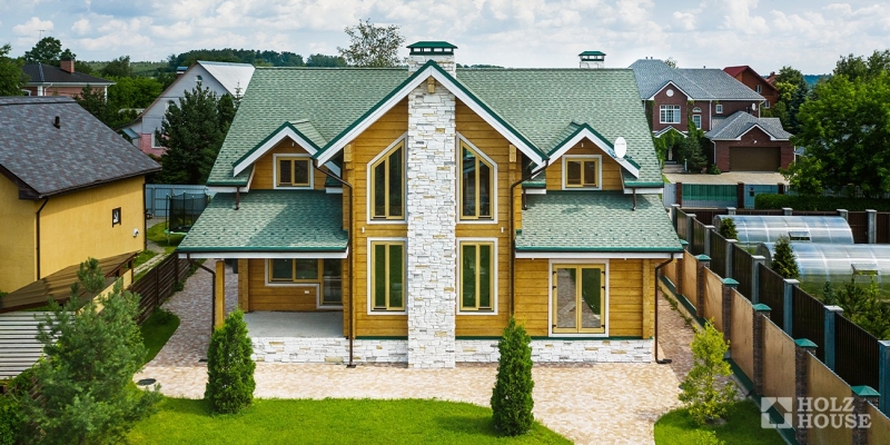 Двухэтажный дом из клееного бруса по проекту Корвет v2 - фото 3 на сайте Holz House