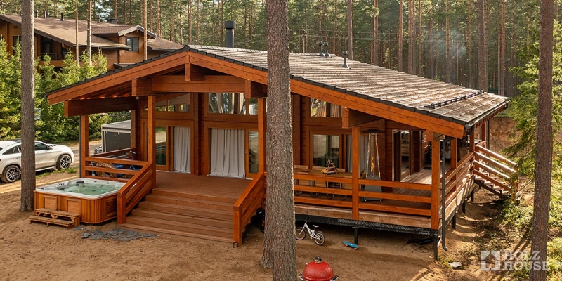 Одноэтажный дом из клееного бруса в стиле шале с террасой по проекту Лугано - фото 4 на сайте Holz House