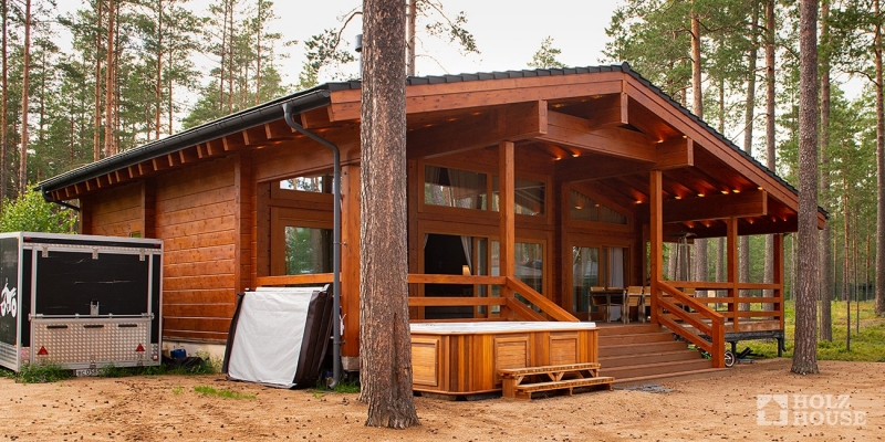 Одноэтажный дом из клееного бруса в стиле шале с террасой по проекту Лугано - фото 7 на сайте Holz House