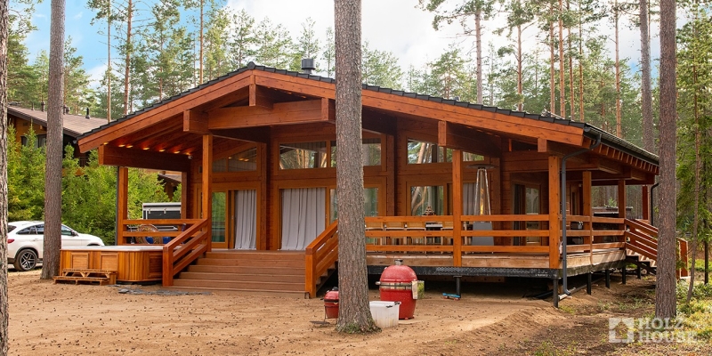 Одноэтажный дом из клееного бруса в стиле шале с террасой по проекту Лугано - фото 6 на сайте Holz House