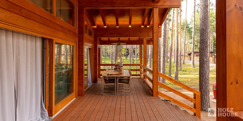Одноэтажный дом из клееного бруса в стиле шале с террасой по проекту Лугано - фото 9 на сайте Holz House