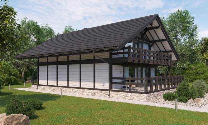 Стильный дом из клееного бруса в стиле фахверк Норд - фото 4 на сайте Holz House