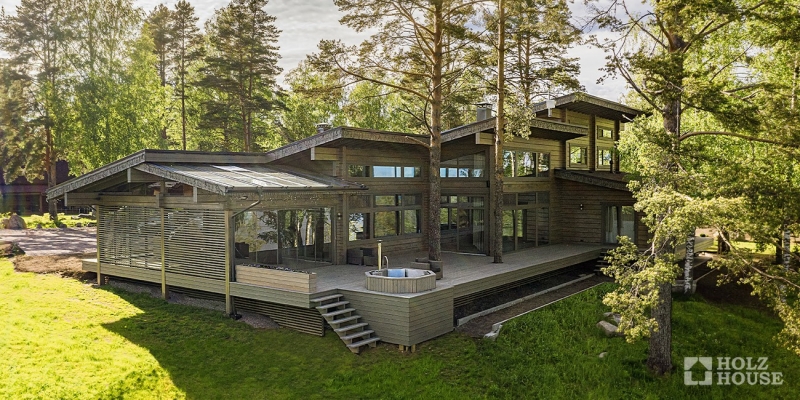 Большой двухэтажный дом из клееного бруса с террасой по проекту Палмерстон - фото 3 на сайте Holz House