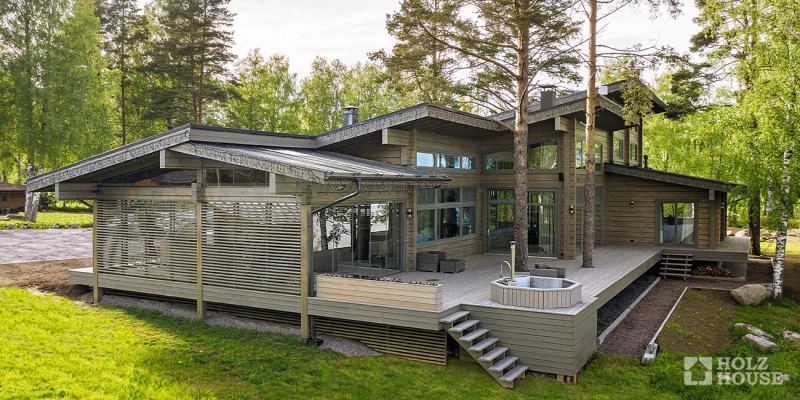 Большой двухэтажный дом из клееного бруса с террасой по проекту Палмерстон - фото 4 на сайте Holz House