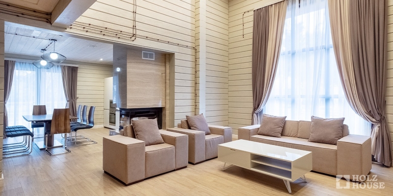 Двухэтажная усадьба из клееного бруса по проекту Пицунда - фото 12 на сайте Holz House