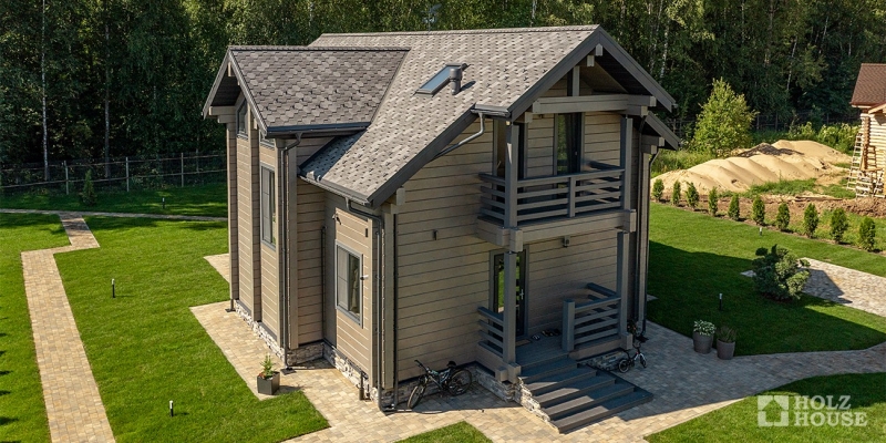 Двухэтажный дом со вторым светом, балконом и террасой по проекту Прага-мини - фото 7 на сайте Holz House