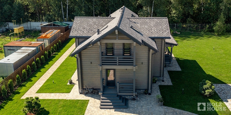 Двухэтажный дом со вторым светом, балконом и террасой по проекту Прага-мини - фото 9 на сайте Holz House