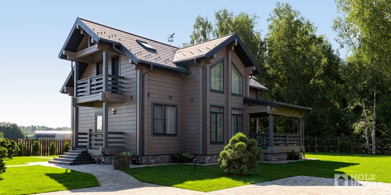 Двухэтажный дом со вторым светом, балконом и террасой по проекту Прага-мини - фото 3 на сайте Holz House