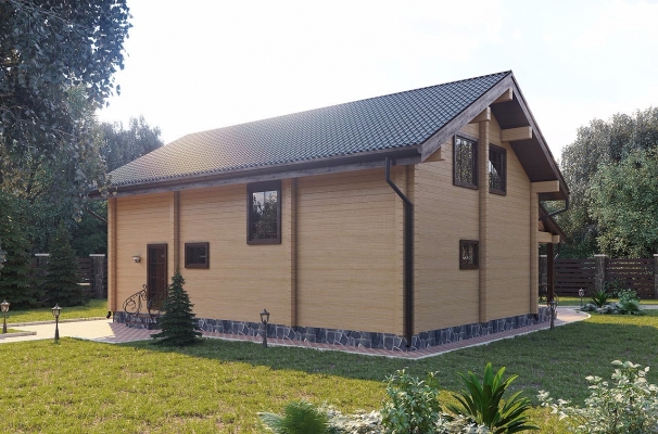 Живописный двухэтажный дом из клееного бруса по проекту Прага - фото 4 на сайте Holz House