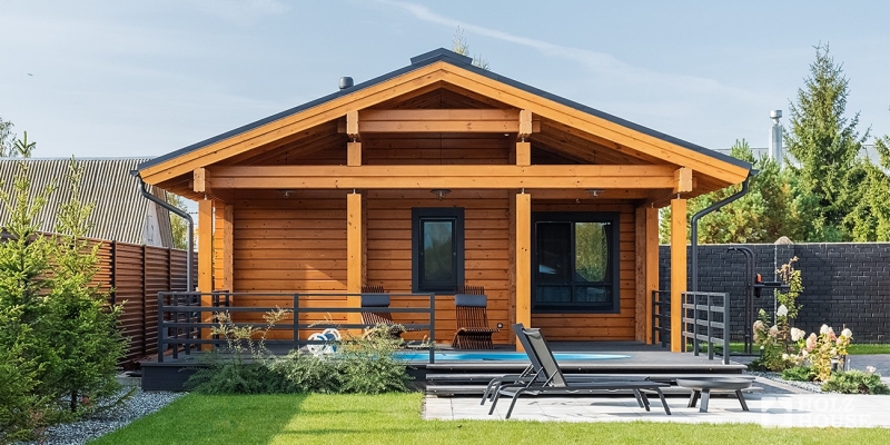 Построенные объекты Баня из клееного бруса по проекту Веллингтон Holz House 2