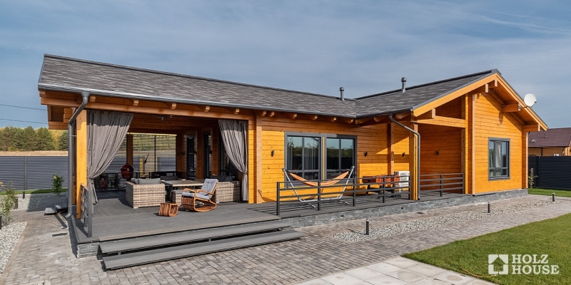 Одноэтажный дом с террасой в скандинавском стиле по проекту Веллингтон - фото 5 на сайте Holz House