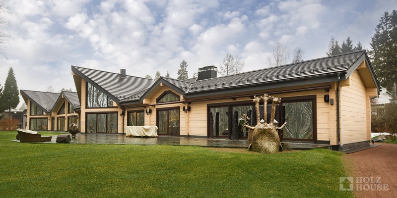 Большой одноэтажный дом из клееного бруса по проекту Вердэн - фото 2 на сайте Holz House