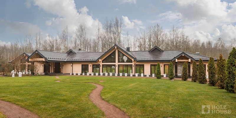 Большой одноэтажный дом из клееного бруса по проекту Вердэн - фото 5 на сайте Holz House