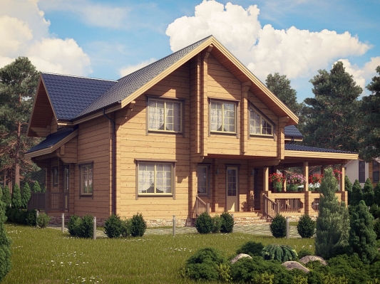 Классический коттедж из клееного бруса по проекту Марсель - фото 1 на сайте Holz House