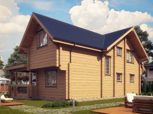 Классический коттедж из клееного бруса по проекту Марсель - фото 3 на сайте Holz House