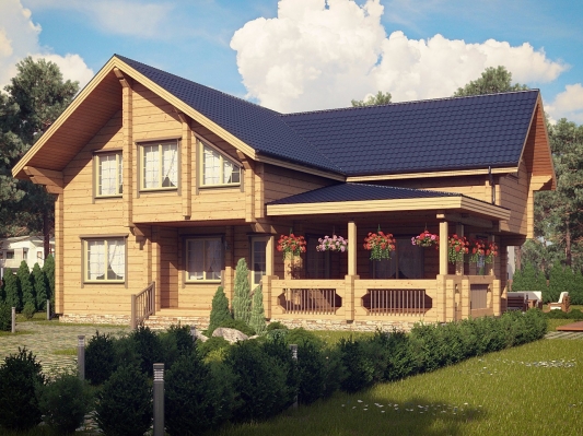 Классический коттедж из клееного бруса по проекту Марсель - фото 4 на сайте Holz House