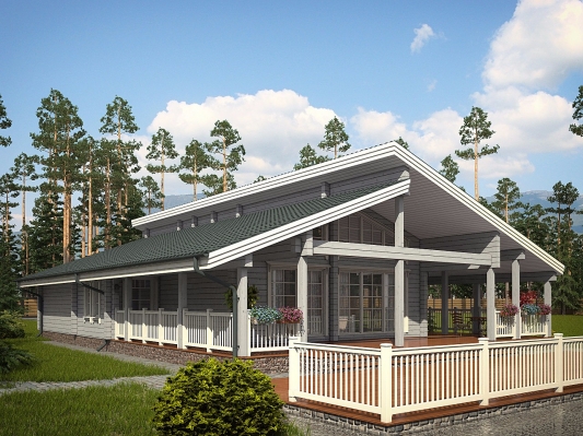 Одноэтажный дом с объемной крышей по проекту Монлюсон - фото 2 на сайте Holz House