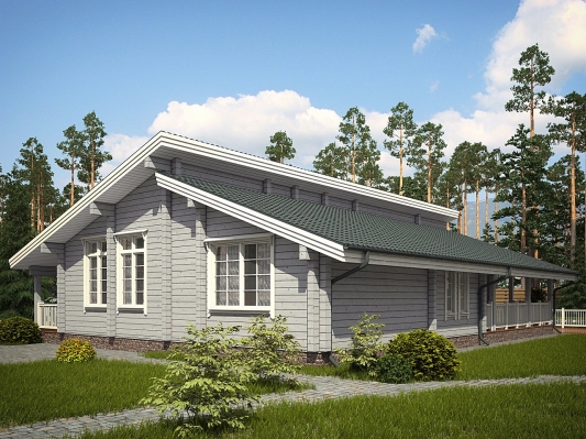 Одноэтажный дом с объемной крышей по проекту Монлюсон - фото 3 на сайте Holz House