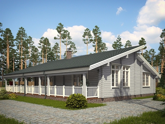 Одноэтажный дом с объемной крышей по проекту Монлюсон - фото 4 на сайте Holz House