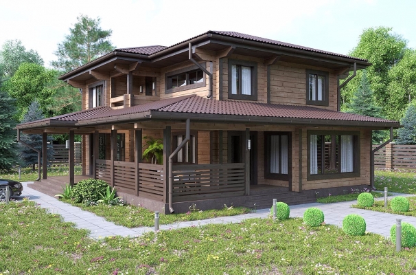 Эстетичный дом из клееного бруса в классическом стиле по проекту Тулуза - фото 2 на сайте Holz House