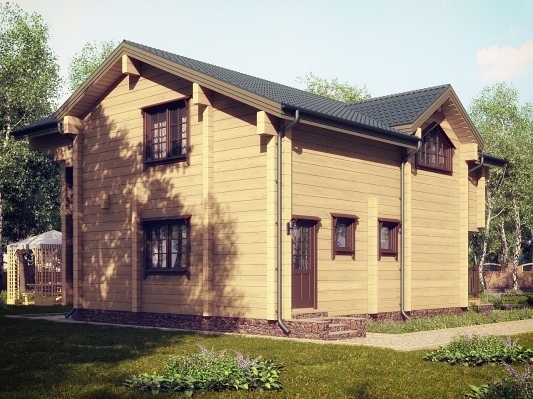 Двухэтажный дом из клееного бруса в классическом стиле по проекту Турин - фото 5 на сайте Holz House