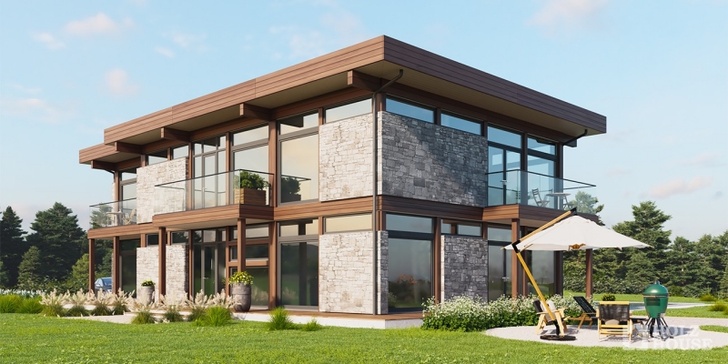 Двухэтажный дом из клееного бруса в стиле минимализма по проекту Цюрих - фото 2 на сайте Holz House