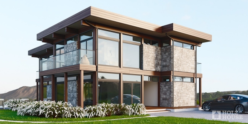 Двухэтажный дом из клееного бруса в стиле минимализма по проекту Цюрих - фото 3 на сайте Holz House