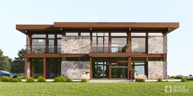 Двухэтажный дом из клееного бруса в стиле минимализма по проекту Цюрих - фото 4 на сайте Holz House